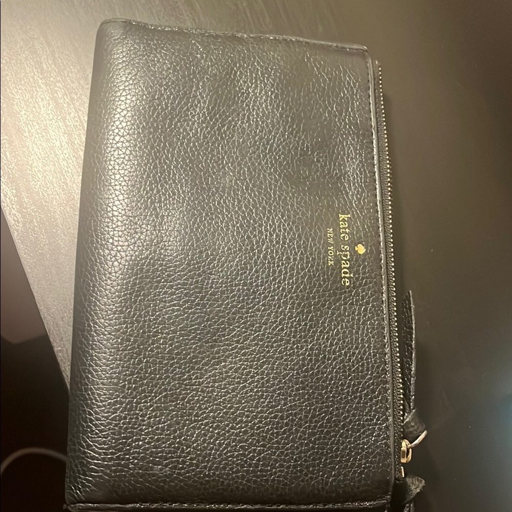 Kate Spade Black Leather Wallet with Gold Logo ladies